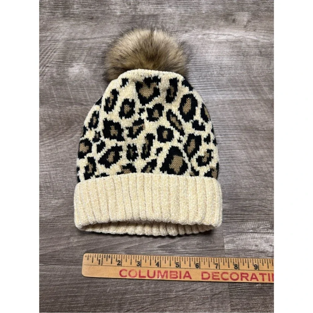 Altard State Leopard Print Pom Pom Beanie O/S